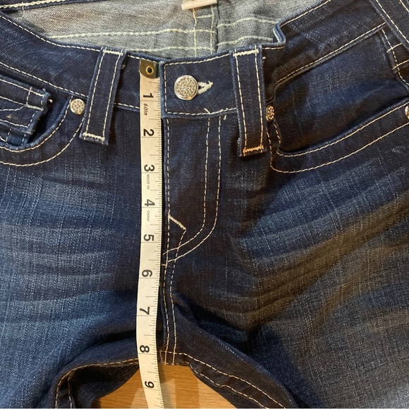 EUCVintage True Religion cropped jean dark Wash low rise star studded buttons32 - Picture 7 of 12